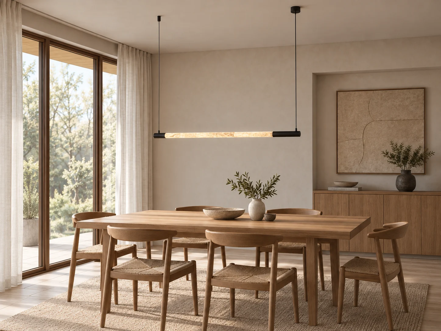 Illustrative space scene for the Alabaster-Stone Horizontal Spindle Pendant 1180 product series