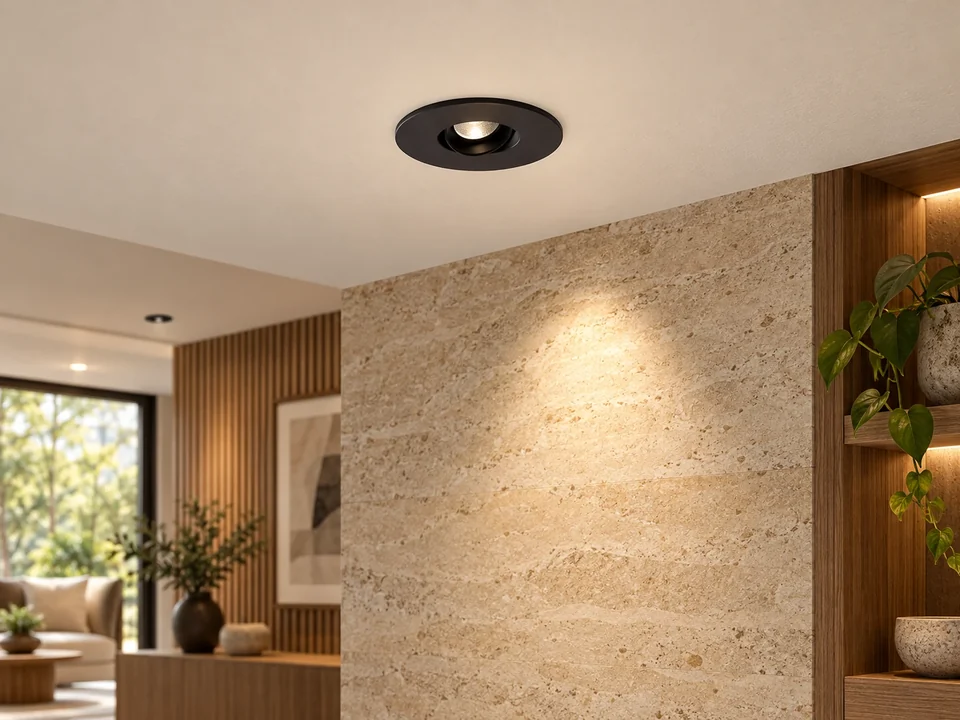 Illustrative space scene for the Pictor Deep Black Downlight - Adjustable product series