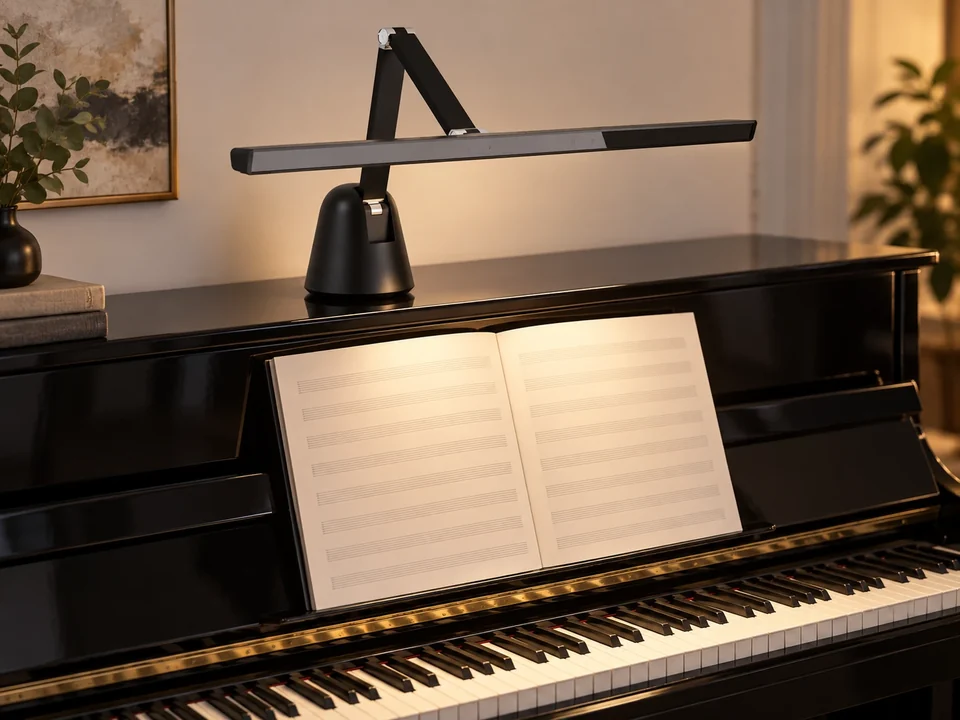 Illustrative installation scene for the Stella Pro Piano Lamp with Base product series