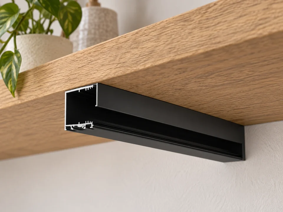 Illustrative installation scene for the VARIO 03 LED Extrusion Profile - 2 Metre - Black product series