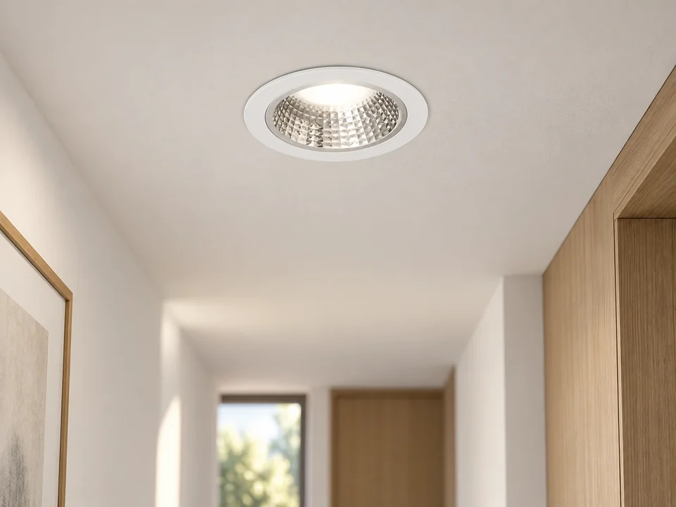 Illustrative installation scene for the Curion 75 Series 16W Recessed Downlight product series
