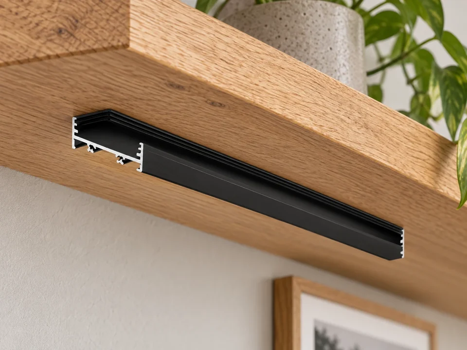 Illustrative installation scene for the VARIO 01 LED Extrusion Profile - 2 Metre - Black product series