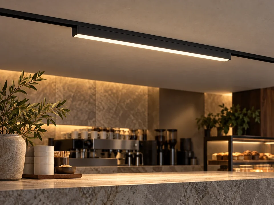 Illustrative space scene for the Strand 603 Black Tracklight Light 20W product series