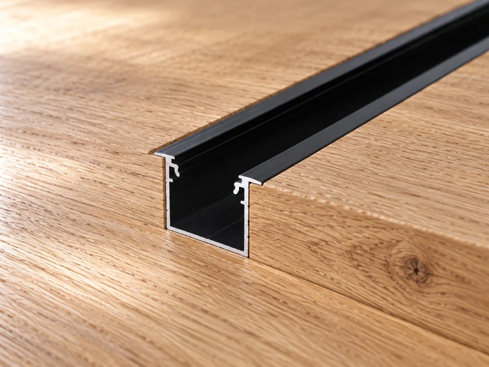 Illustrative installation scene for the DECORUS IN LED Extrusion Profile Recessed Profile - 2 Metre - Black product series