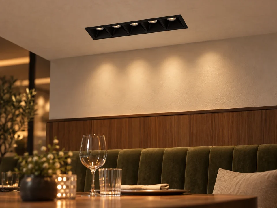 Illustrative installation scene for the Cultro550T Series 5x3W Linear Recessed Downlight product series