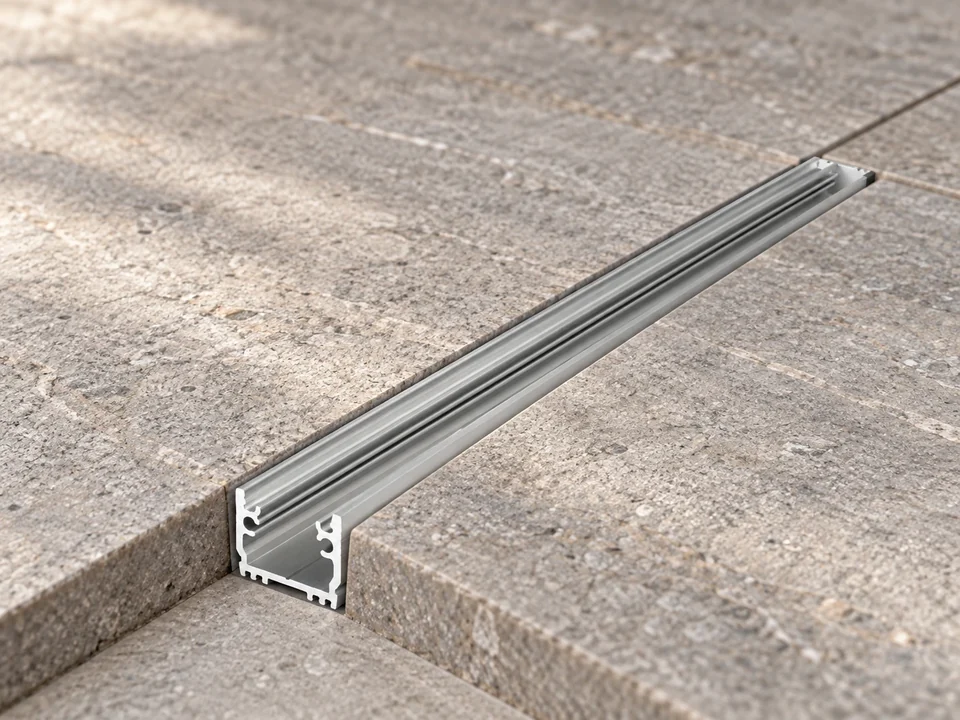 Illustrative installation scene for the TERRAM LED Extrusion Profile Floor Recessed - 2 Metre - No Diffuser - Silver product series