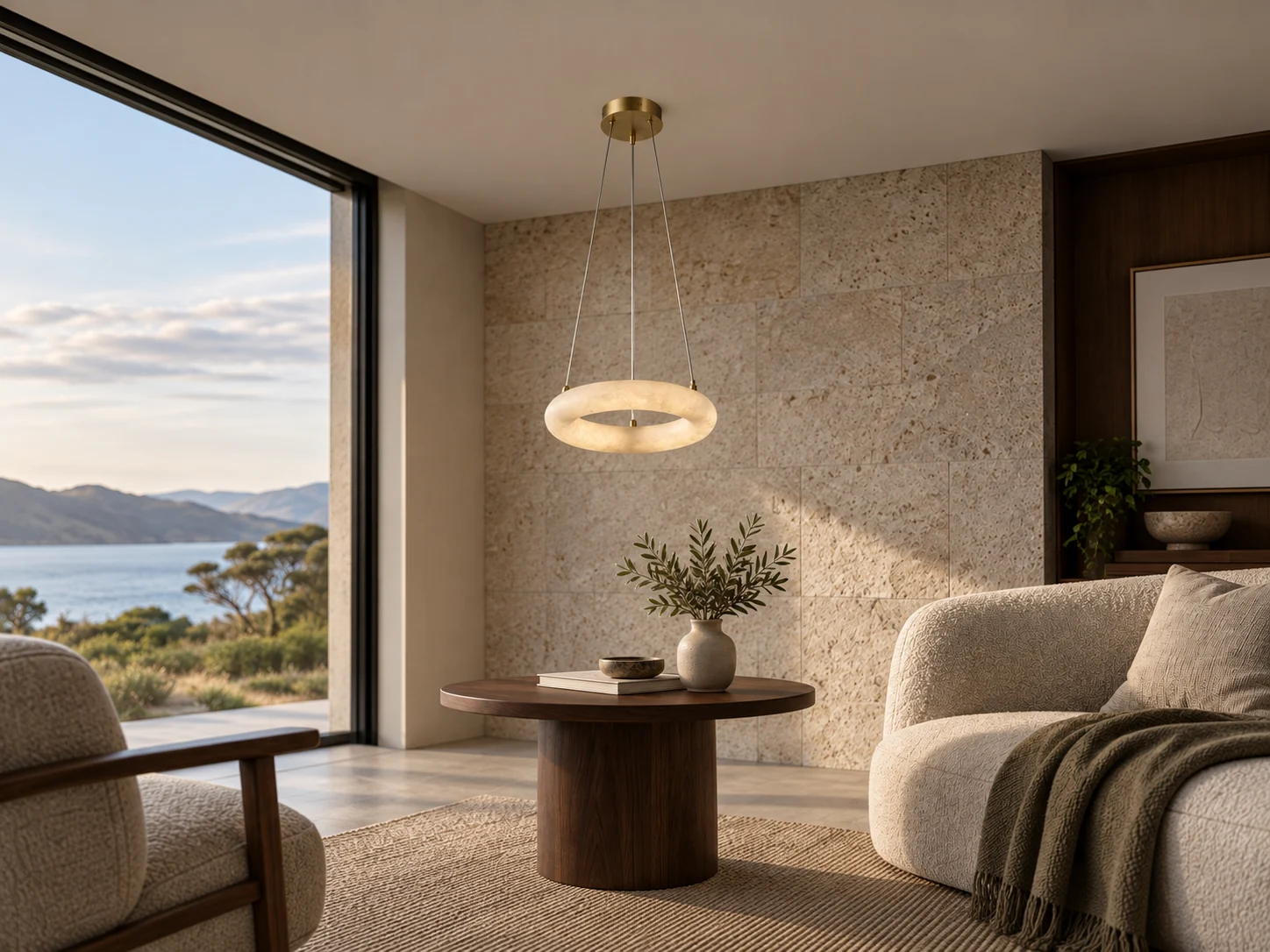 Illustrative space scene for the Alabaster - Stone Halo Pendant 340 product series