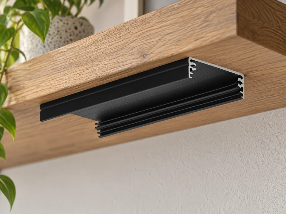 Illustrative installation scene for the LAXUS LED Extrusion Profile Surface Profile - 2 Metre - Black product series