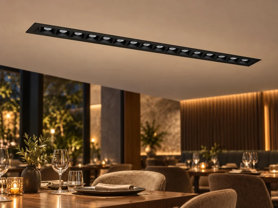Illustrative installation scene for the Lattice 15 Adj Downlight 30W product series
