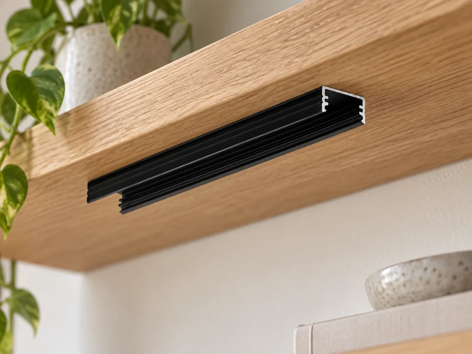 Illustrative installation scene for the GRACILI Slim LED Extrusion Profile - 2 Metre - Black product series