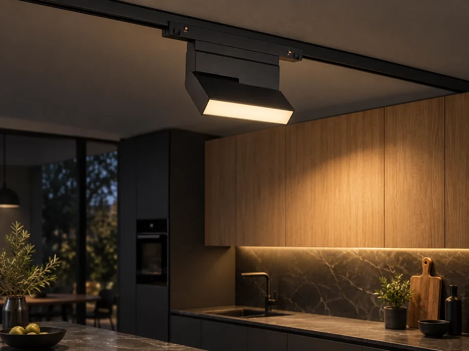 Illustrative space scene for the Bend 117F Black Tracklight Light 8W product series