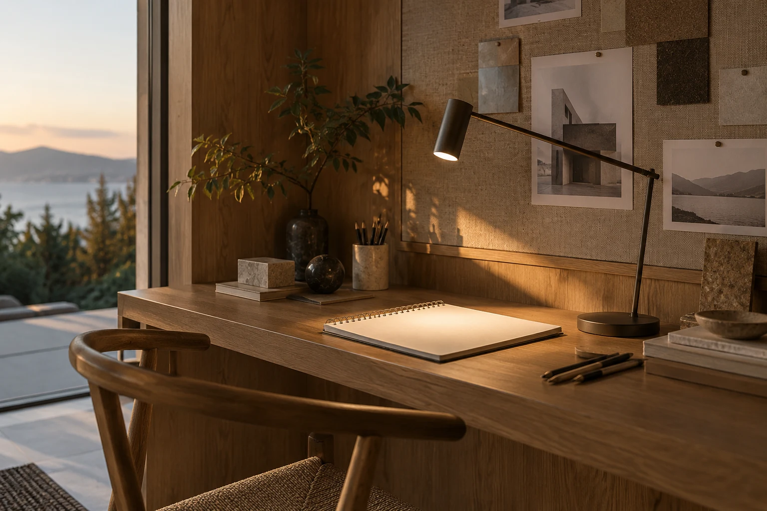 Comfortable light for the desk, the screen and the score.