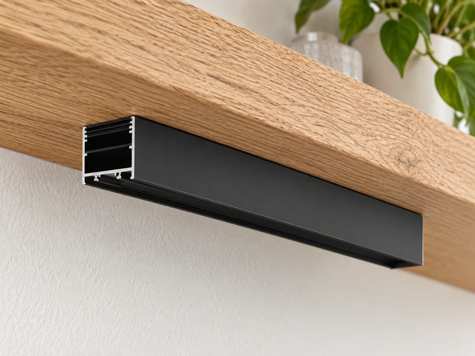 Illustrative installation scene for the VARIO 02 LED Extrusion Profile - 2 Metre - Black product series