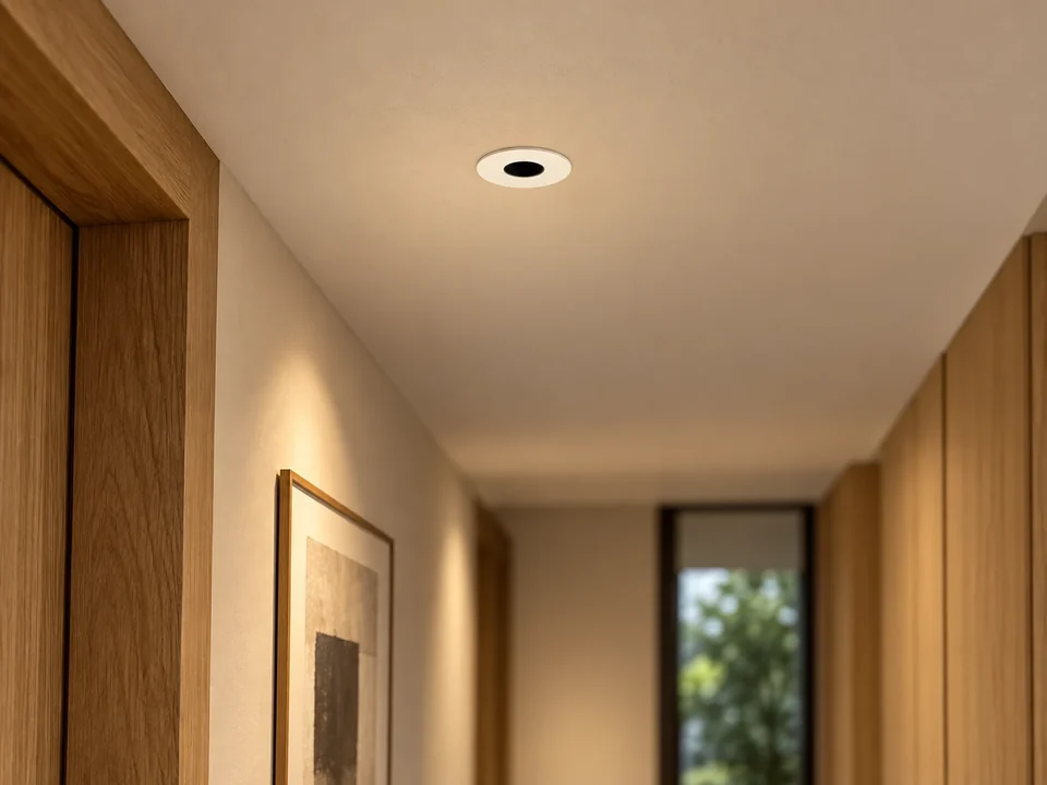 Illustrative installation scene for the Atom 1 Round Recessed Downlight product series